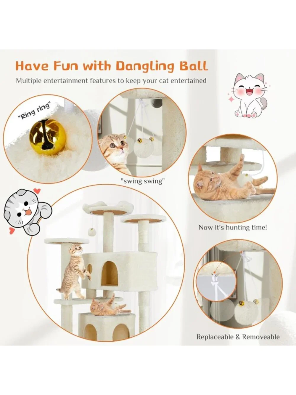 54-Inch Cat Tree Tower with Scratching Posts - Perfect for Indoor Cats & Play